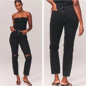 Abercrombie & Fitch The 90’s Straight Ultra High Rise Curve Love Jean - Black